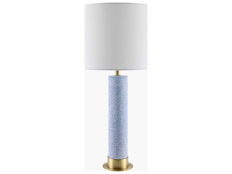 Surya Nasima Blue White Linen Buffet Lamp