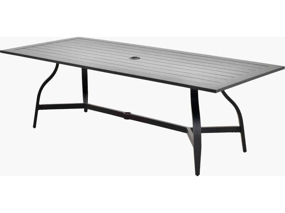 Surya Outdoor Antibes Powder Coated Black Aluminum Rectangular Umbrella Hole Dining Table