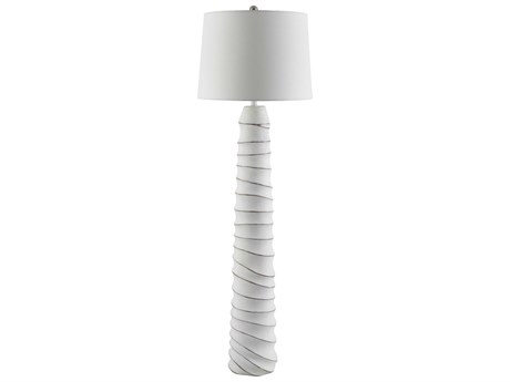 Surya Obelisco White Linen Floor Lamp