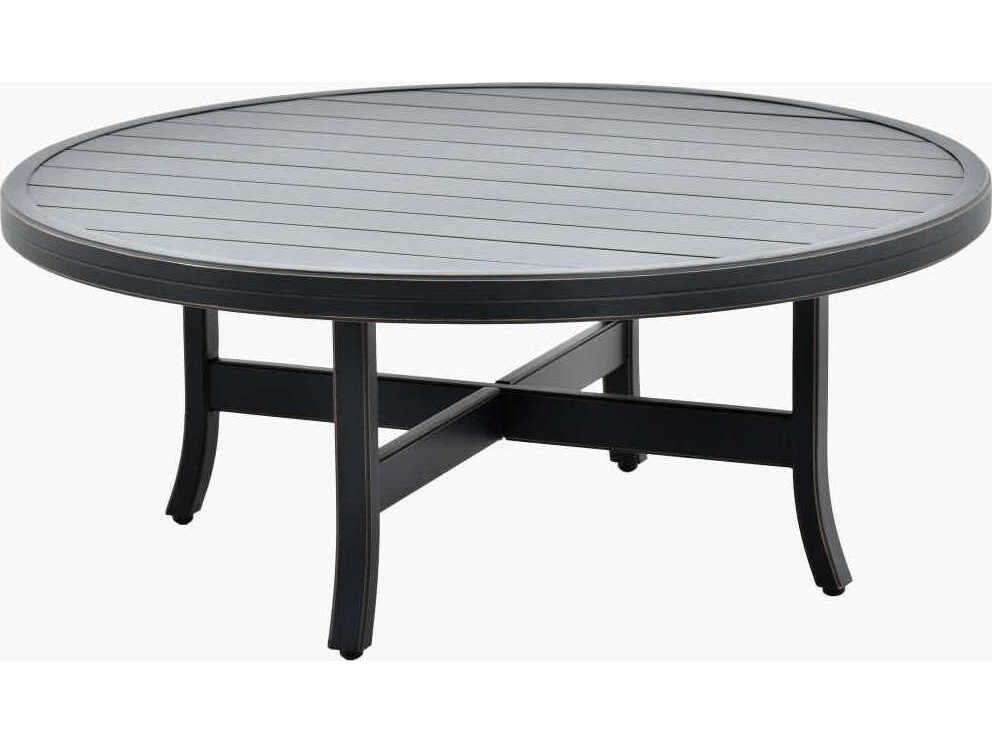 Surya Outdoor Fairborn Hand Painted Black Aluminum Round Coffee Table