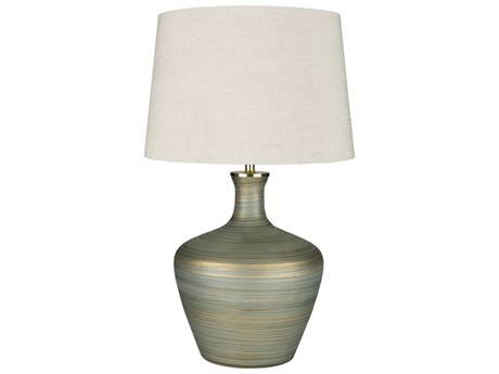 Surya Ollie Emerald Sage Ivory Linen Green Buffet Lamp