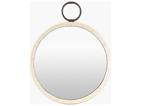 Surya Opale Cream Round Wall Mirror