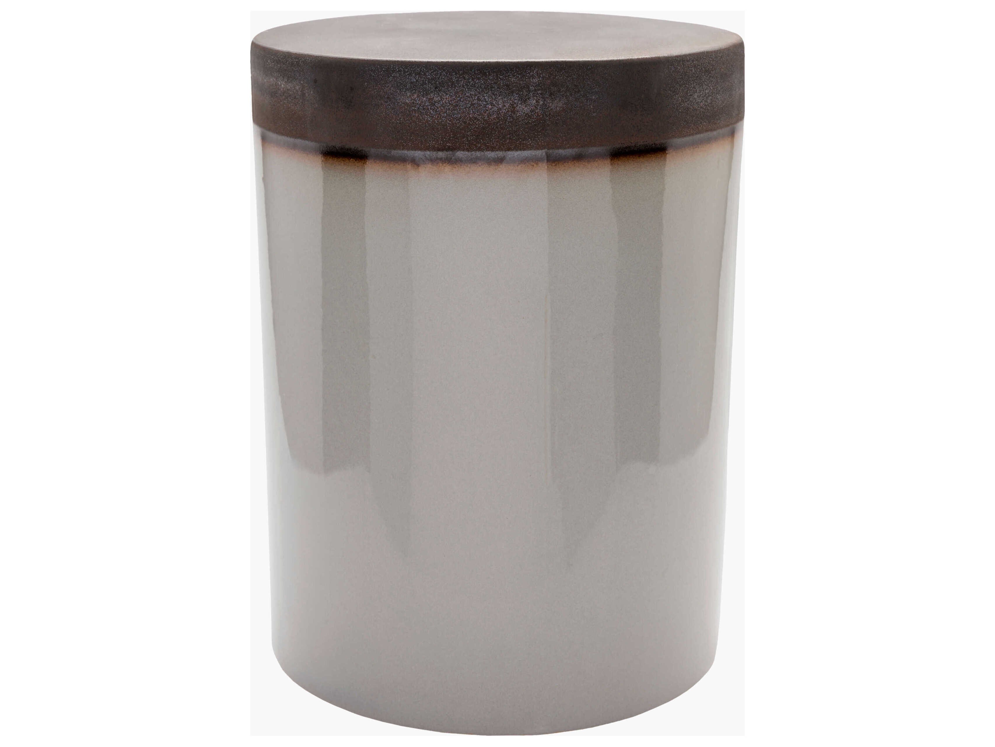 Surya Outdoor Palominas Medium Gray Dark Brown Ceramic Round Garden Stool