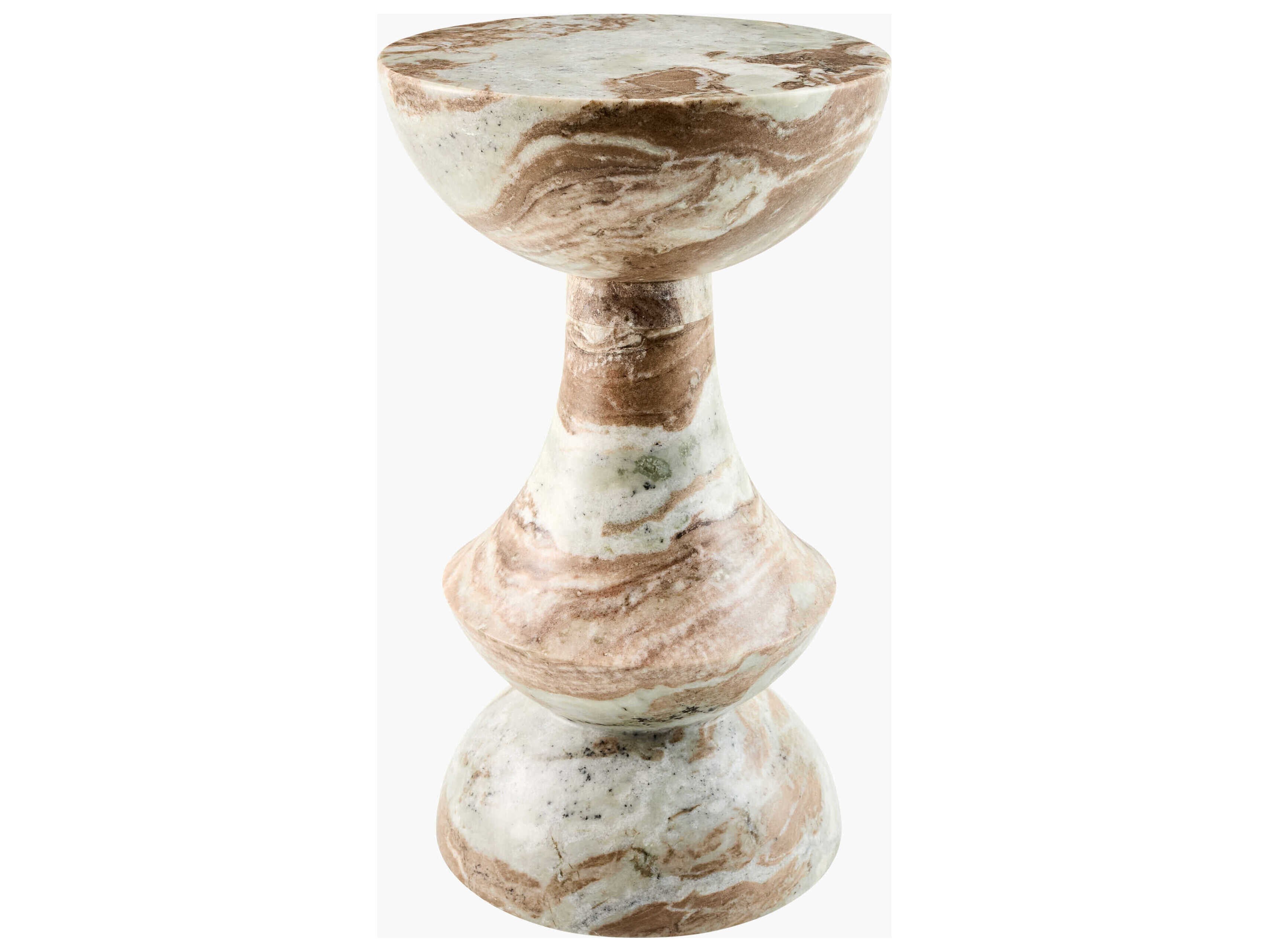 Oberon Modern Classic Brown Marble Round Drink Table