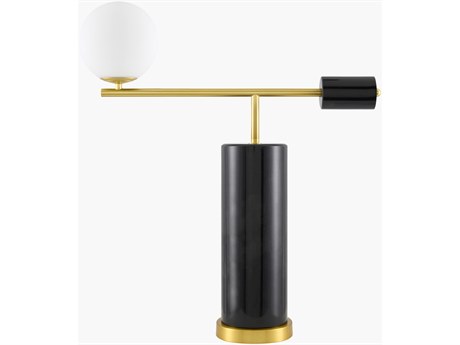 Surya Oslin Black White Glass Table Lamp