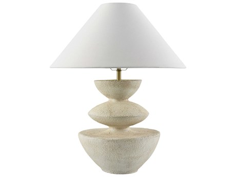 Surya Ostia White Linen Table Lamp