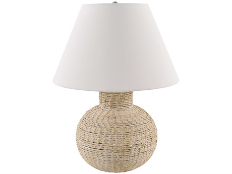 Surya Pubil White Linen Table Lamp