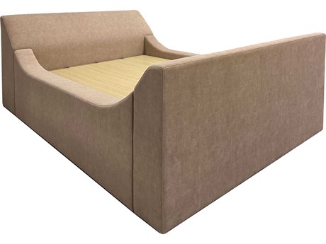 Surya Purcel Beige Brown Upholstered King Panel Bed
