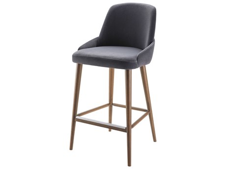 Surya Peregrine Black Charcoal Suede Upholstered Beech Wood Bar Stool