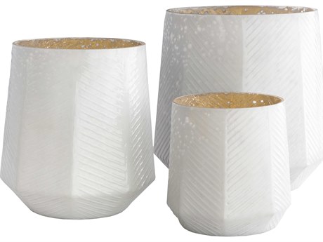 Surya Pearl White Candle Holder Set of 3