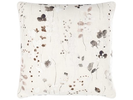 Surya Painterly Florals Ivory Taupe Pillow