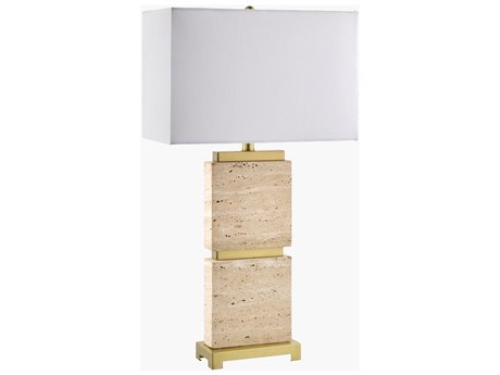Surya Ponta Wheat White Linen Brown Buffet Lamp