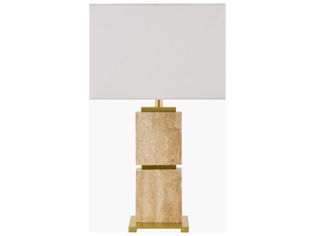 Surya Ponta Brown White Linen Buffet Lamp