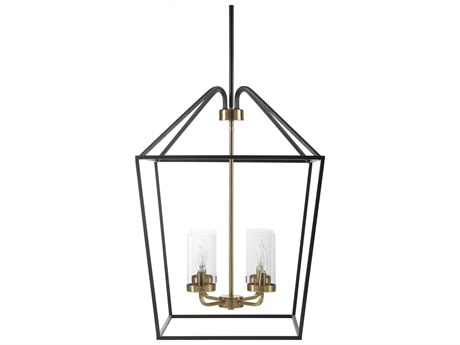 Surya Possini 4-Light Black Cylinder Pendant