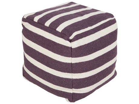 Surya Frontier Plum Purple Upholstered Pouf
