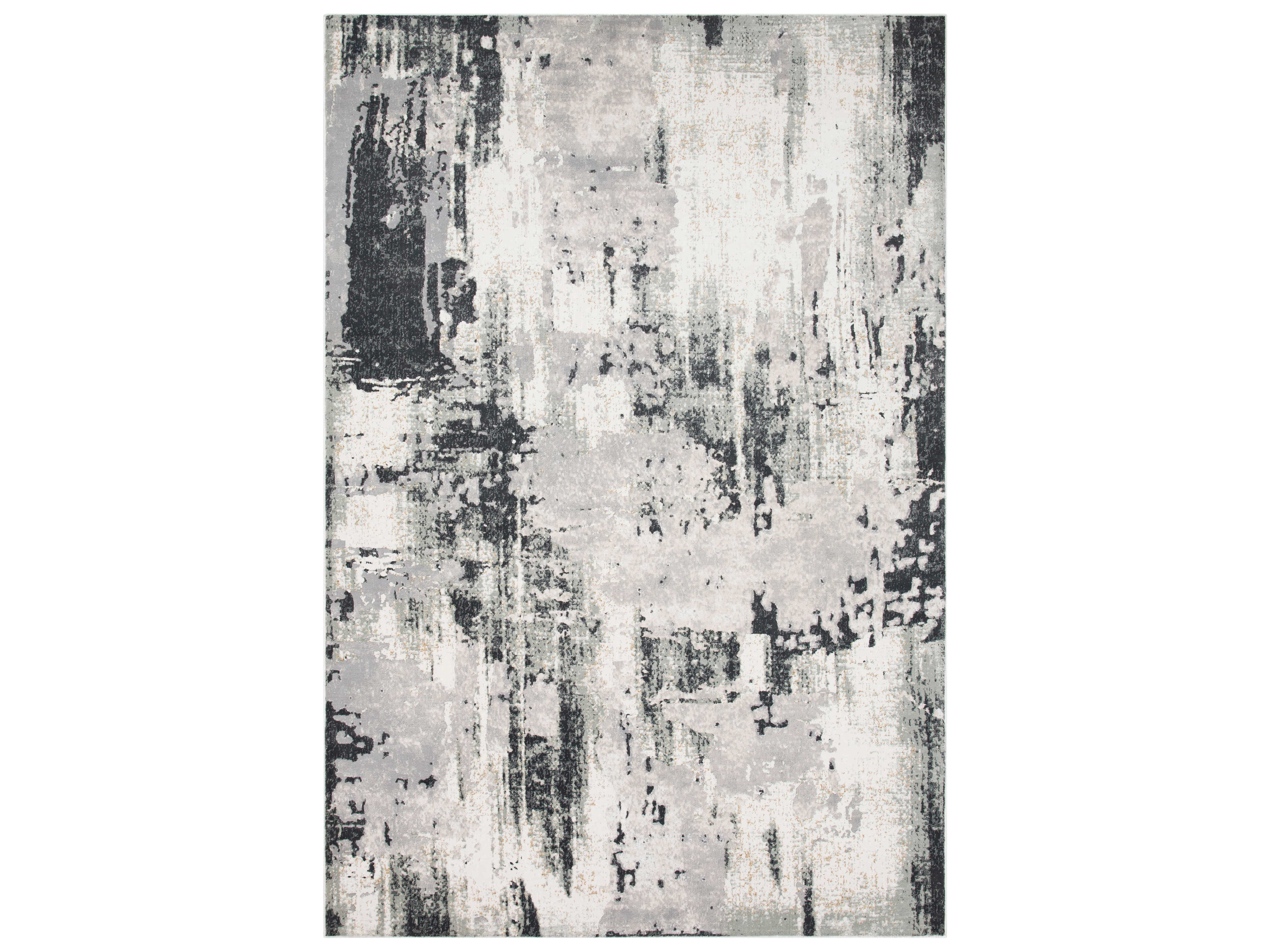 Luca Grey White Red Yellow Green Abstract Design Rug, 6'7 x 9'6