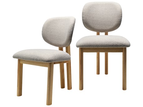 Surya Rena Rubberwood Beige Upholstered Armless Dining Chair Set of 2