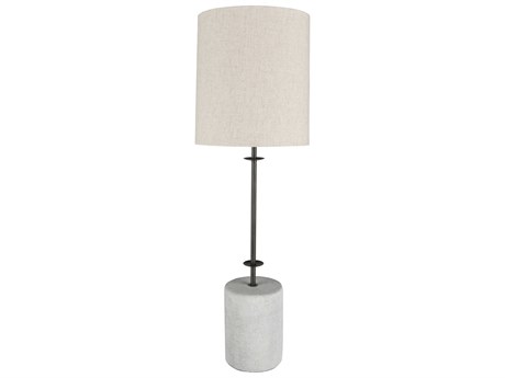 Surya Rigby Metallic Bronze Ivory Linen Gray Buffet Lamp