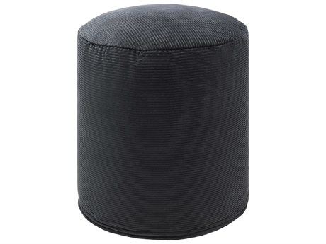 Surya Roy Charcoal Gray Upholstered Pouf