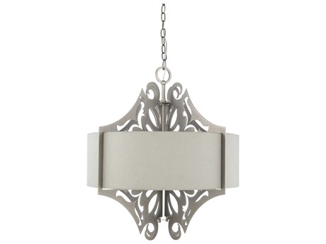 Surya Roxy 3-Light Metallic Pewter Drum Pendant