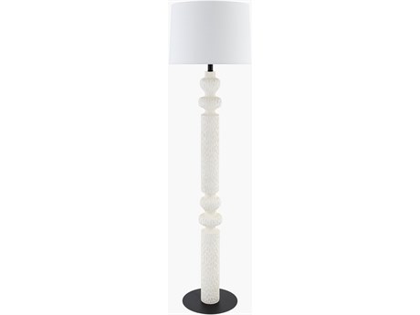 Surya Riversdale White Linen Floor Lamp
