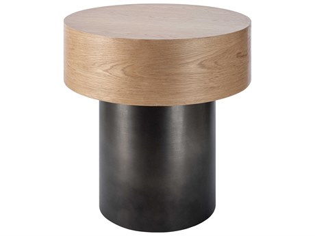 Surya Russula Round Wood End Table