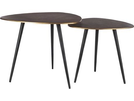 Surya Sauska Metal Gold Black End Table
