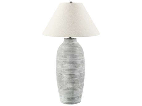 Surya Sambuco Gray Wheat Linen Buffet Lamp