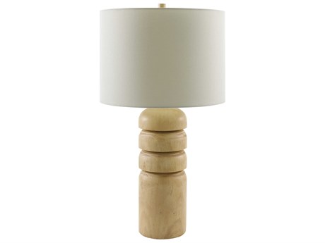 Surya Simeon Painted Wood White Linen Buffet Lamp