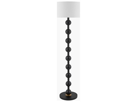 Surya Saline Black White Linen Floor Lamp