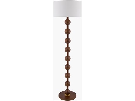 Surya Saline Brown White Linen Floor Lamp