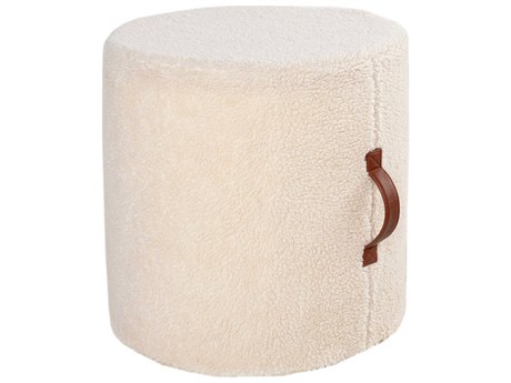 Surya Shepherd Cream Brown White Upholstered Ottoman