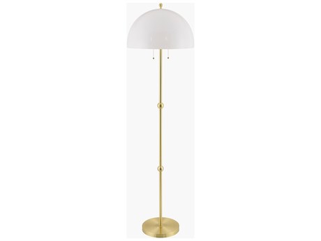 Surya Starlux Metallic Brass White Glass Floor Lamp