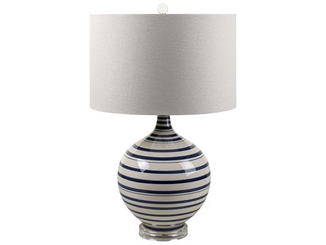 Surya Tideline Navy Cream Beige Linen Polyester Blue Buffet Lamp