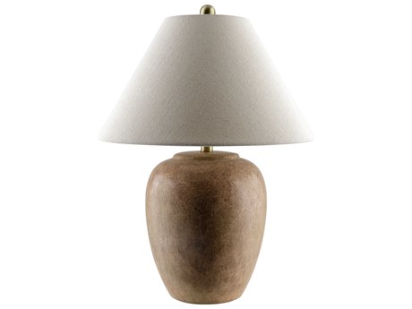 Surya Turin Pink White Beige Linen Brown Table Lamp