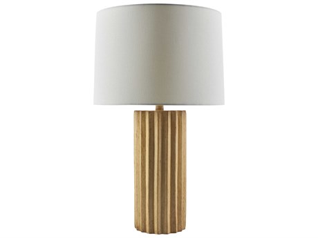 Surya Terza Beige White Linen Brown Buffet Lamp