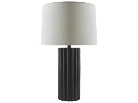 Surya Terza Black White Linen Buffet Lamp
