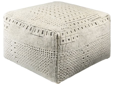 Surya Tunisia Ivory Beige Upholstered Pouf