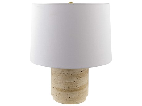 Surya Travera Butter White Linen Brown Table Lamp