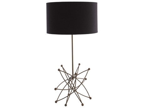 Surya Bud Metallic Brass Black Cotton Buffet Lamp
