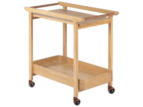 Surya Uintah Wood Brown Tan Metallic Bronze Bar Cart