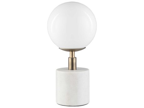 Surya Una Metallic Brass White Glass Table Lamp