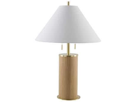 Surya Upata Cream White Linen Brass Buffet Lamp