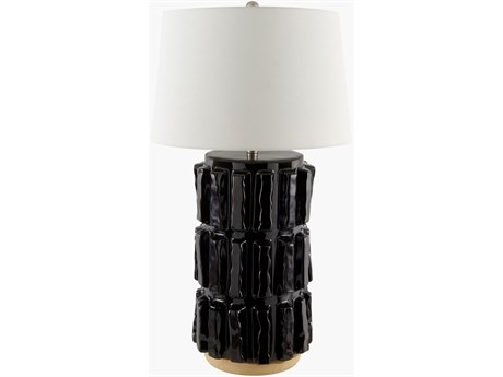 Surya Vage Black White Linen Buffet Lamp