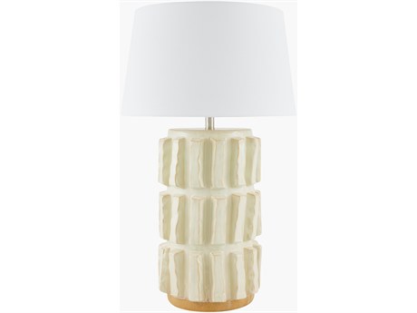 Surya Vage Cream White Linen Buffet Lamp