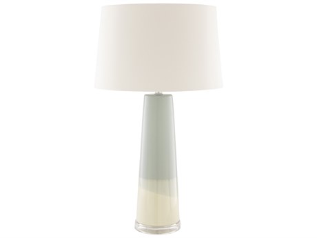 Surya Vaughn Pale Blue Cream White Linen Buffet Lamp