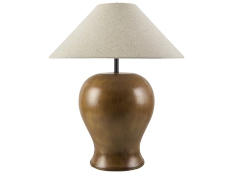 Surya Velas Brown White Linen Buffet Lamp