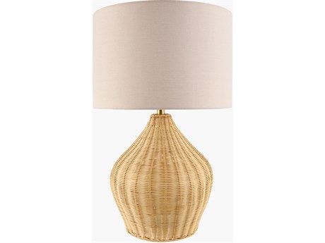 Surya Velles Natural Beige White Linen Buffet Lamp