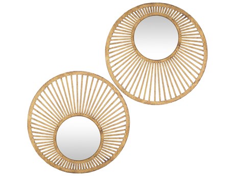 Surya Vision Gold Round Wall Mirror Set of 2