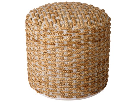 Surya Varick Goldenrod Brown Pouf